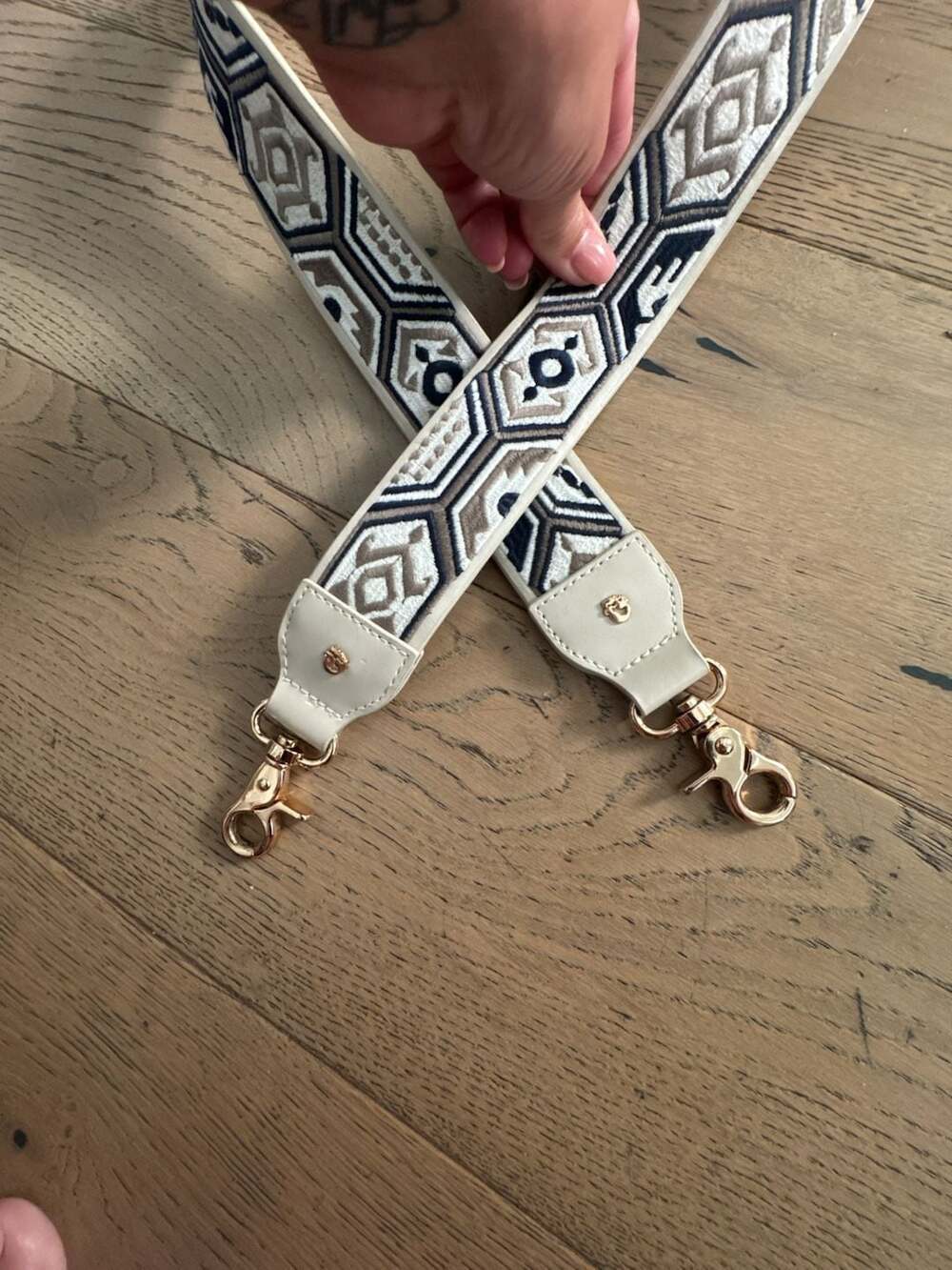 Spartina 449 Geometric Pattern Jacquard Woven Replacement Purse Strap with Cream